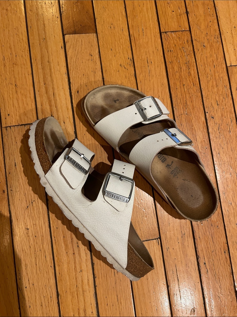 White Leather Strapped Birkenstocks